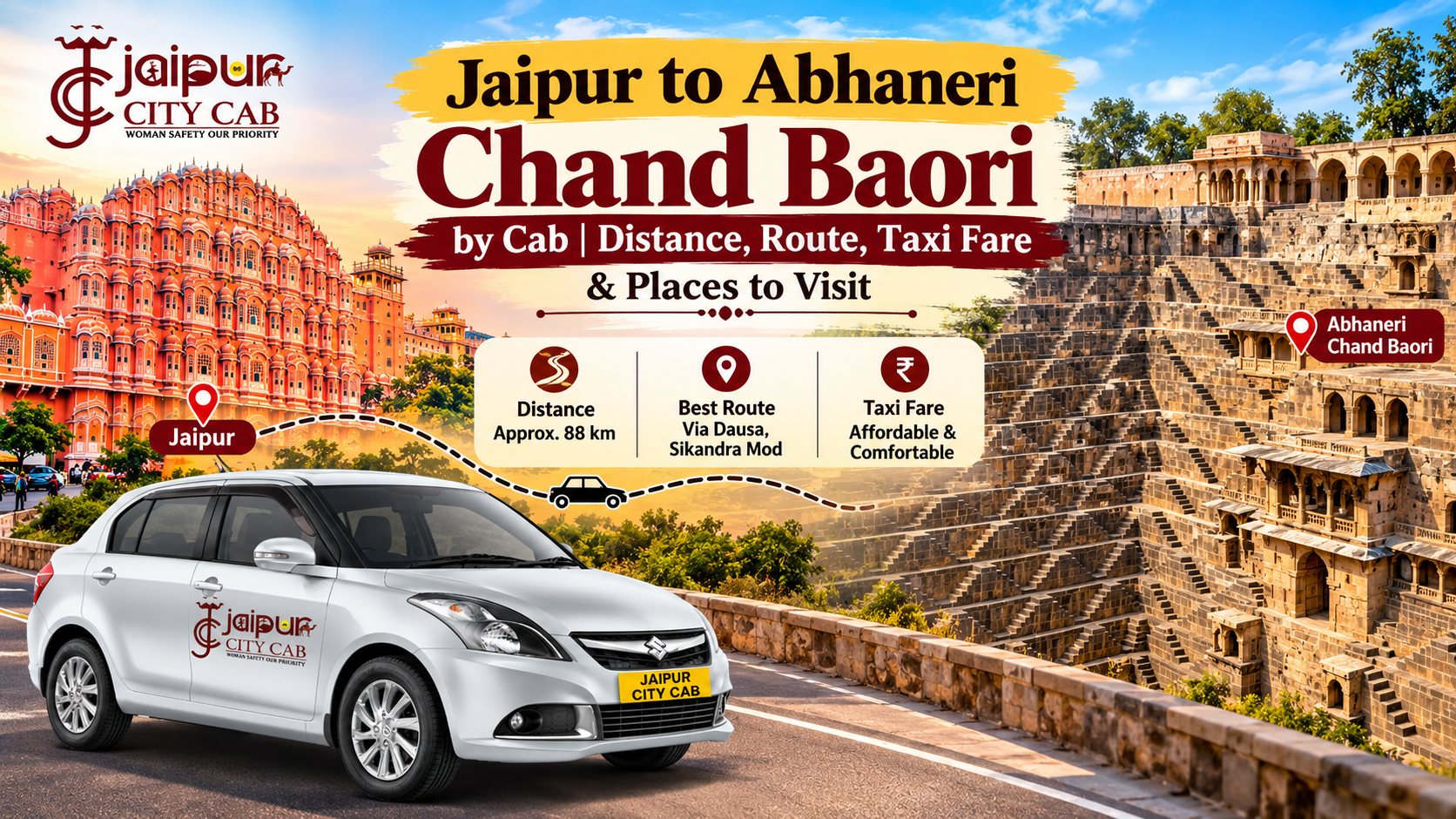 Jaipur to Abhaneri Chand Baori by Cab
