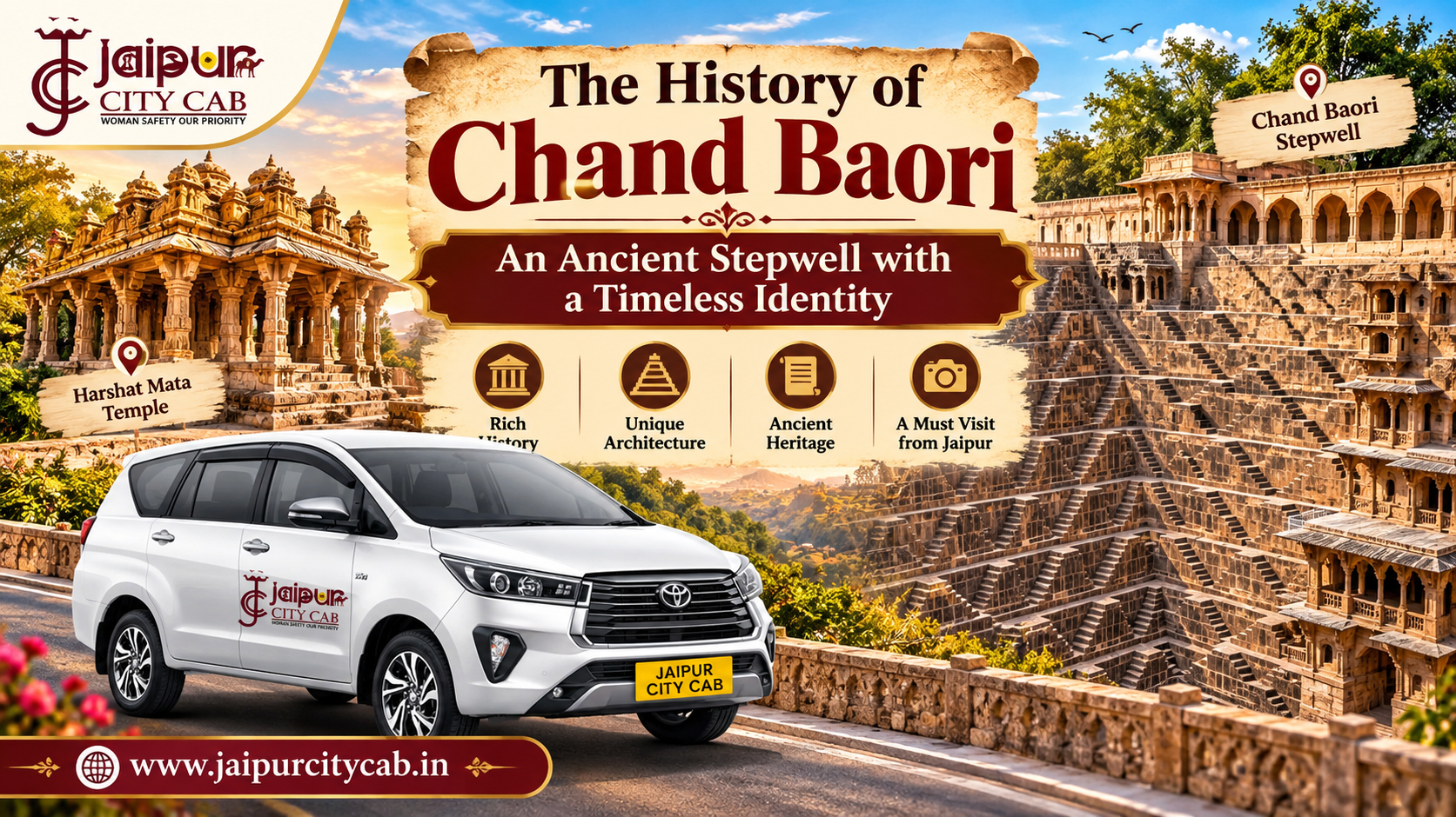 Jaipur to Abhaneri Chand Baori by Cab