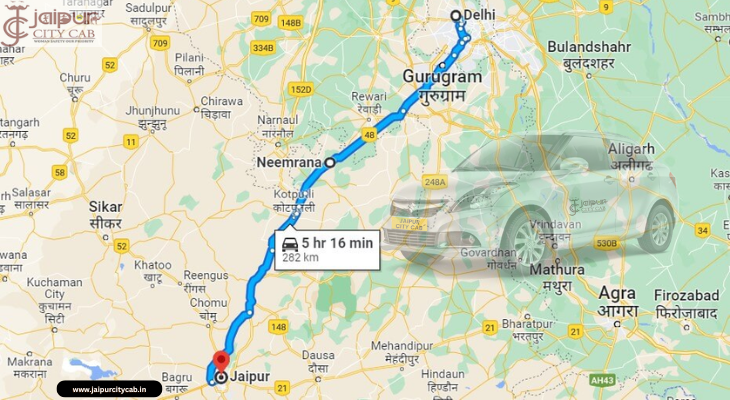Jaipur to Delhi Airport Route by Taxi