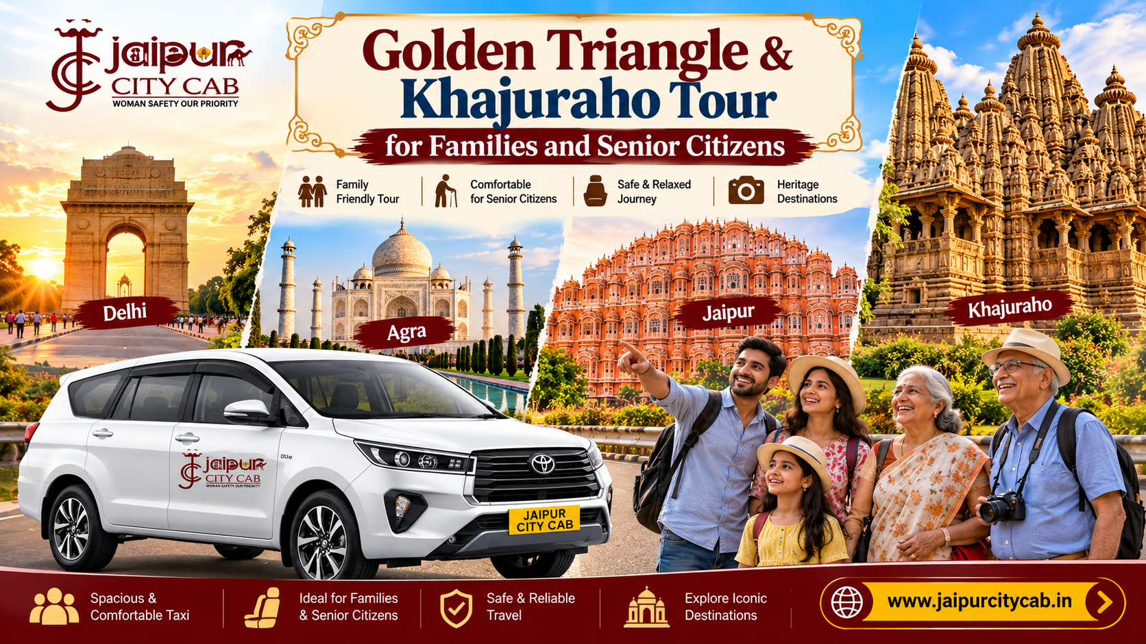 Golden Triangle & Khajuraho Tour by Taxi