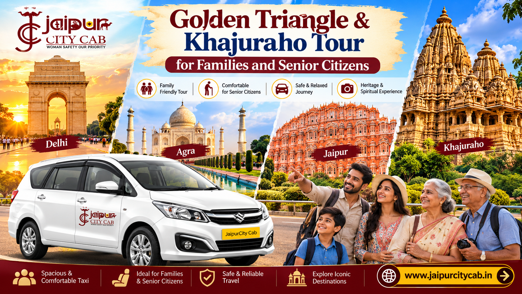 Golden Triangle & Khajuraho Tour by Taxi