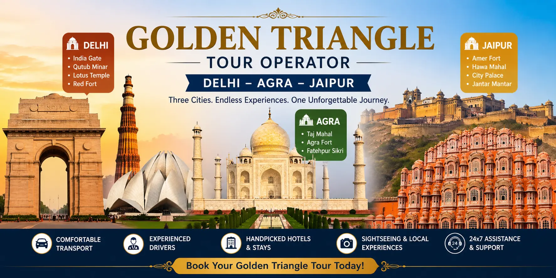Golden Triangle tour operator for Delhi Agra Jaipur