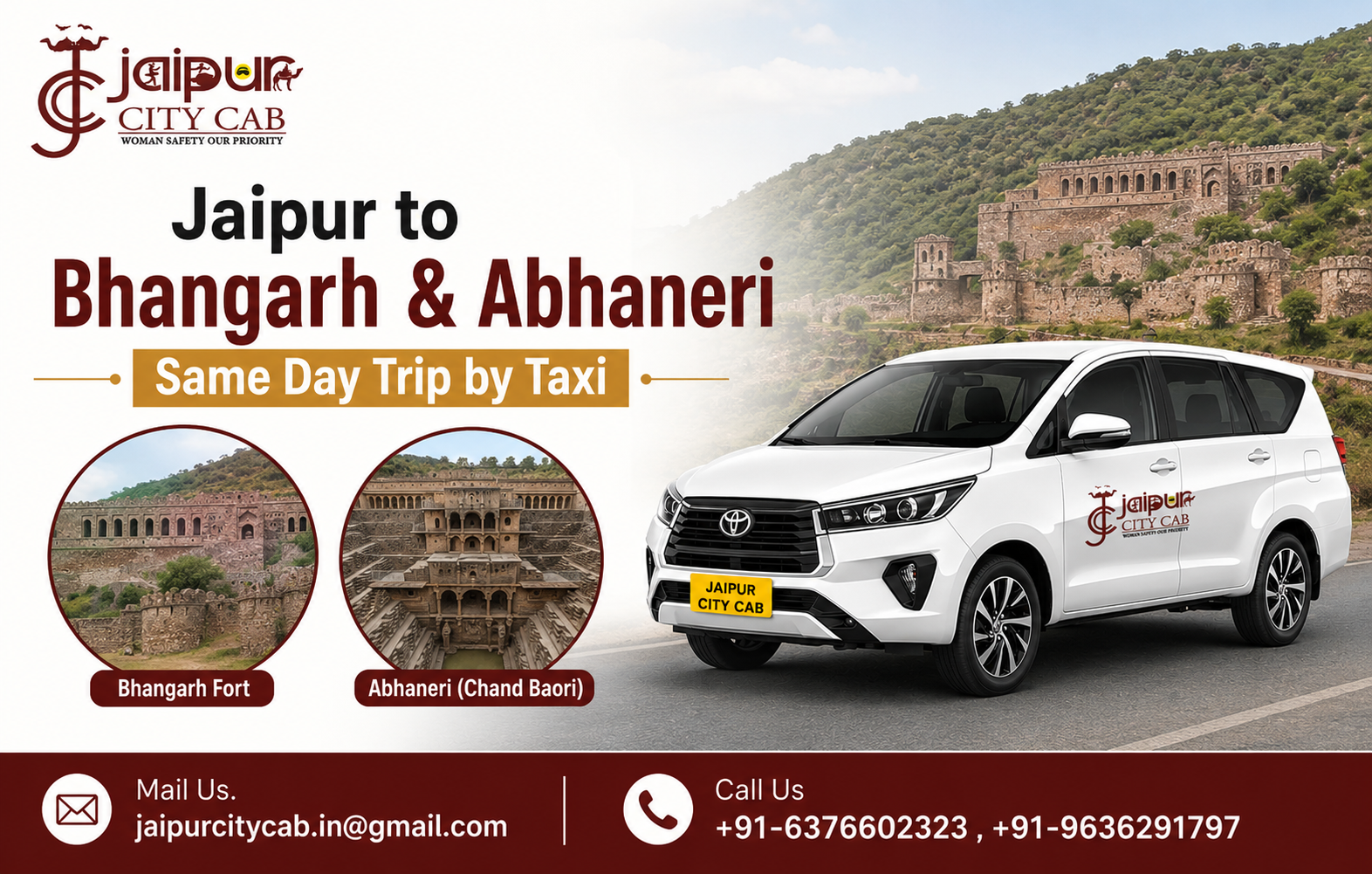 Jaipur to Bhangarh and Abhaneri same day trip by taxi