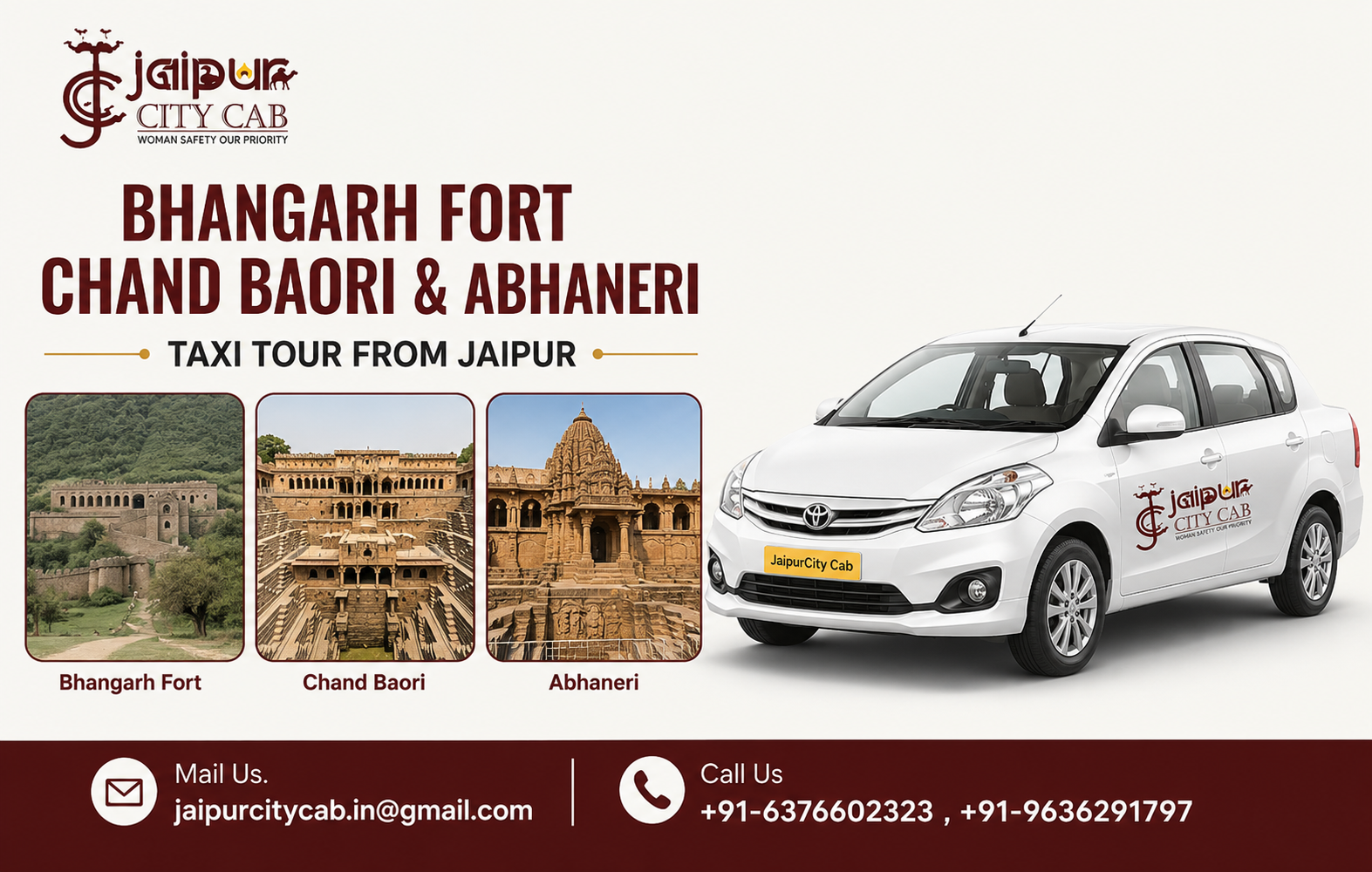 Bhangarh Fort Chand Baori and Abhaneri taxi tour from Jaipur