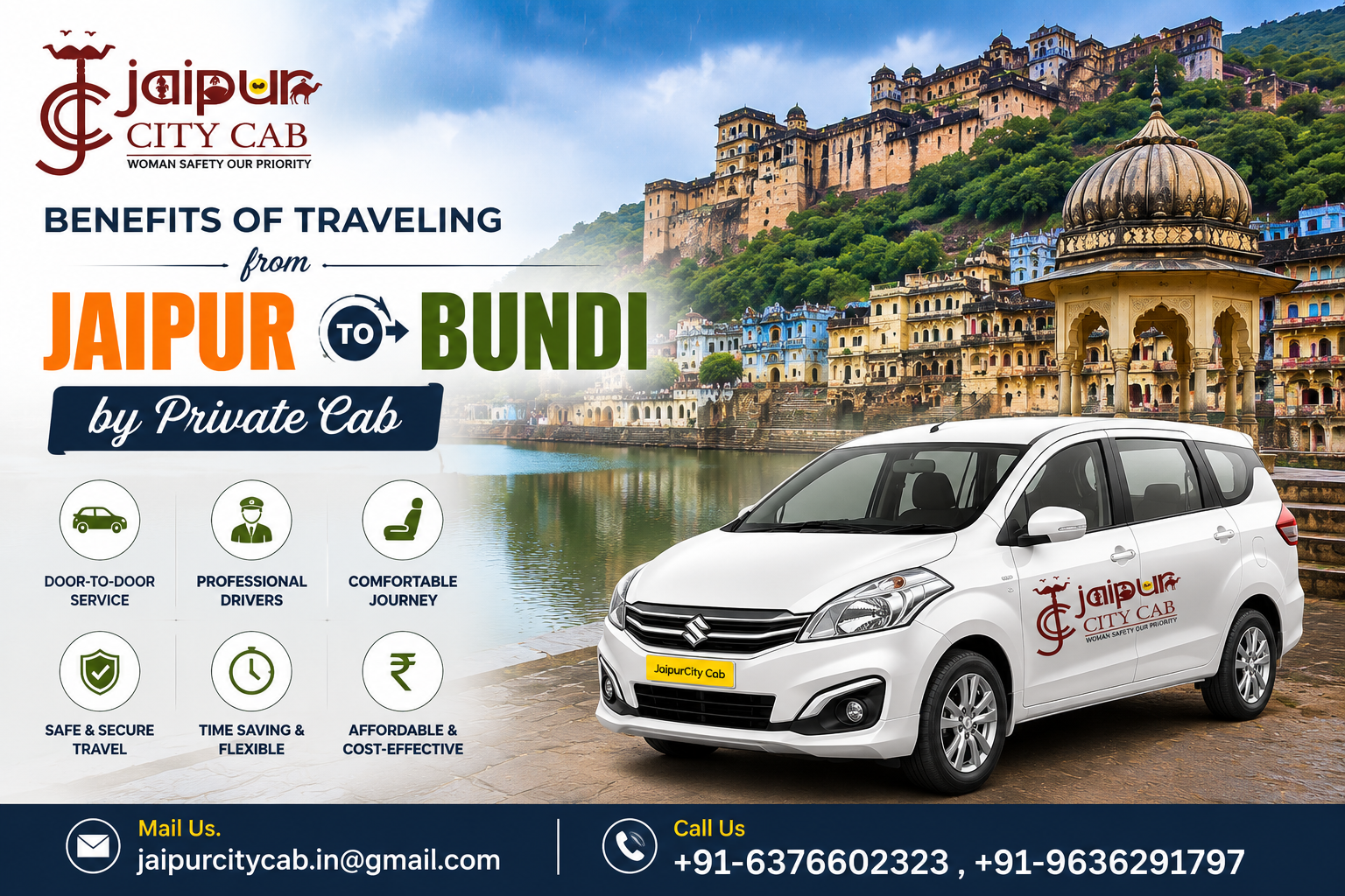 Bundi monsoon views, green hills and historic palace