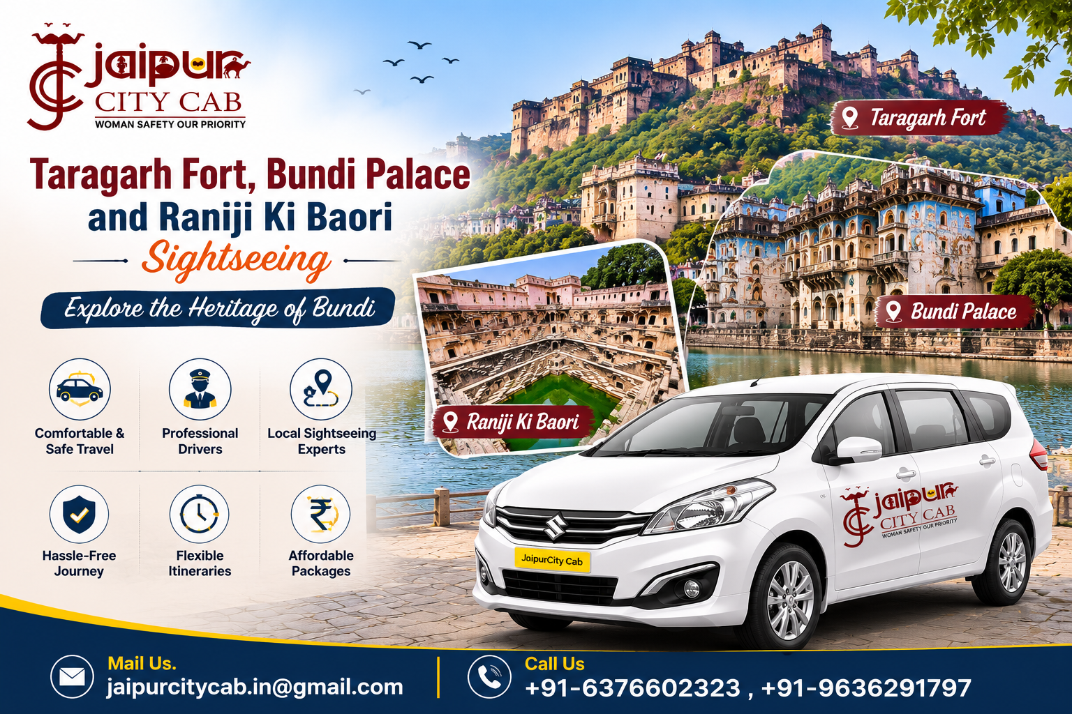 Taragarh Fort, Bundi Palace and Raniji Ki Baori sightseeing