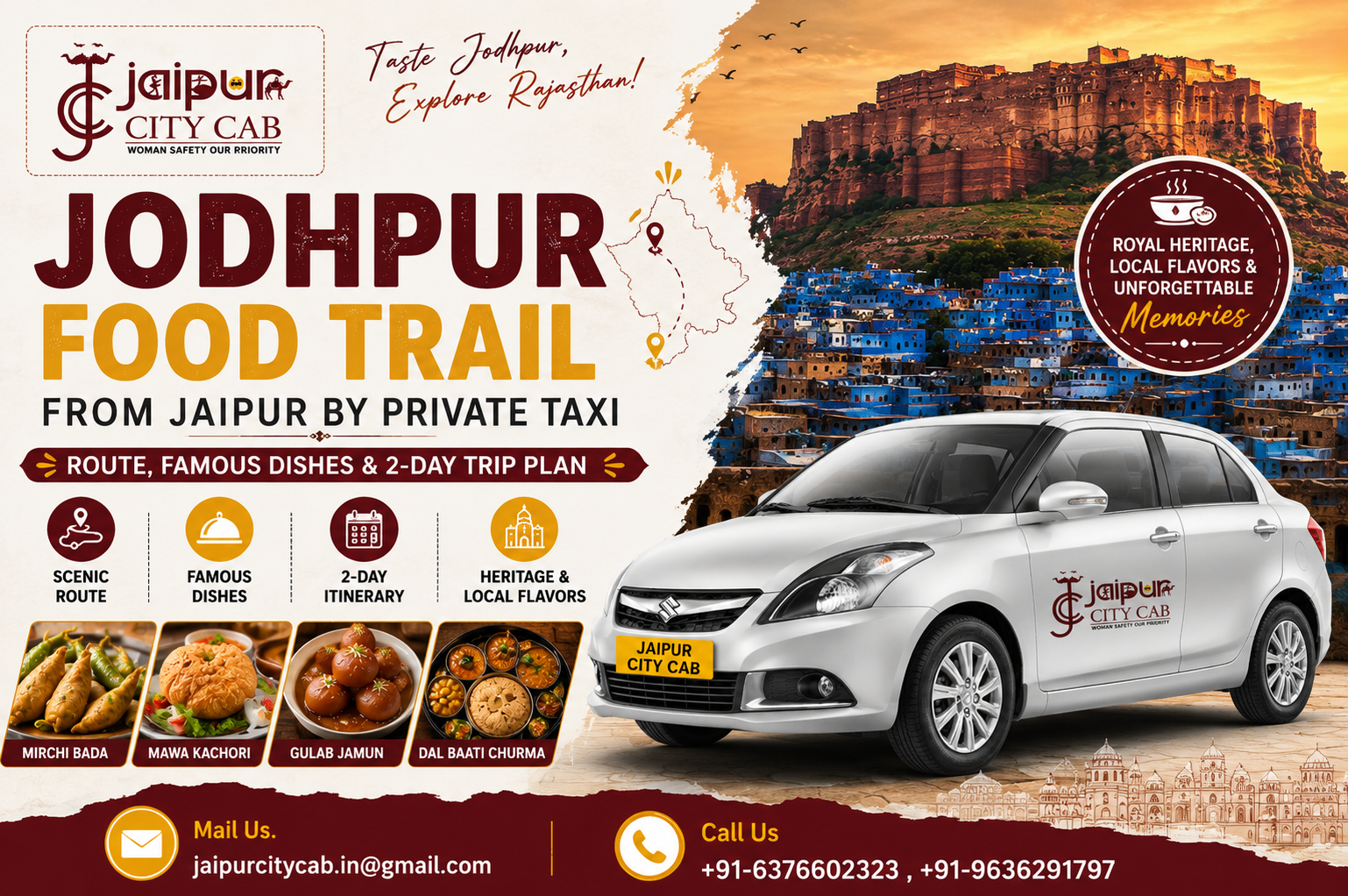 Jodhpur food trail from Jaipur by private taxi