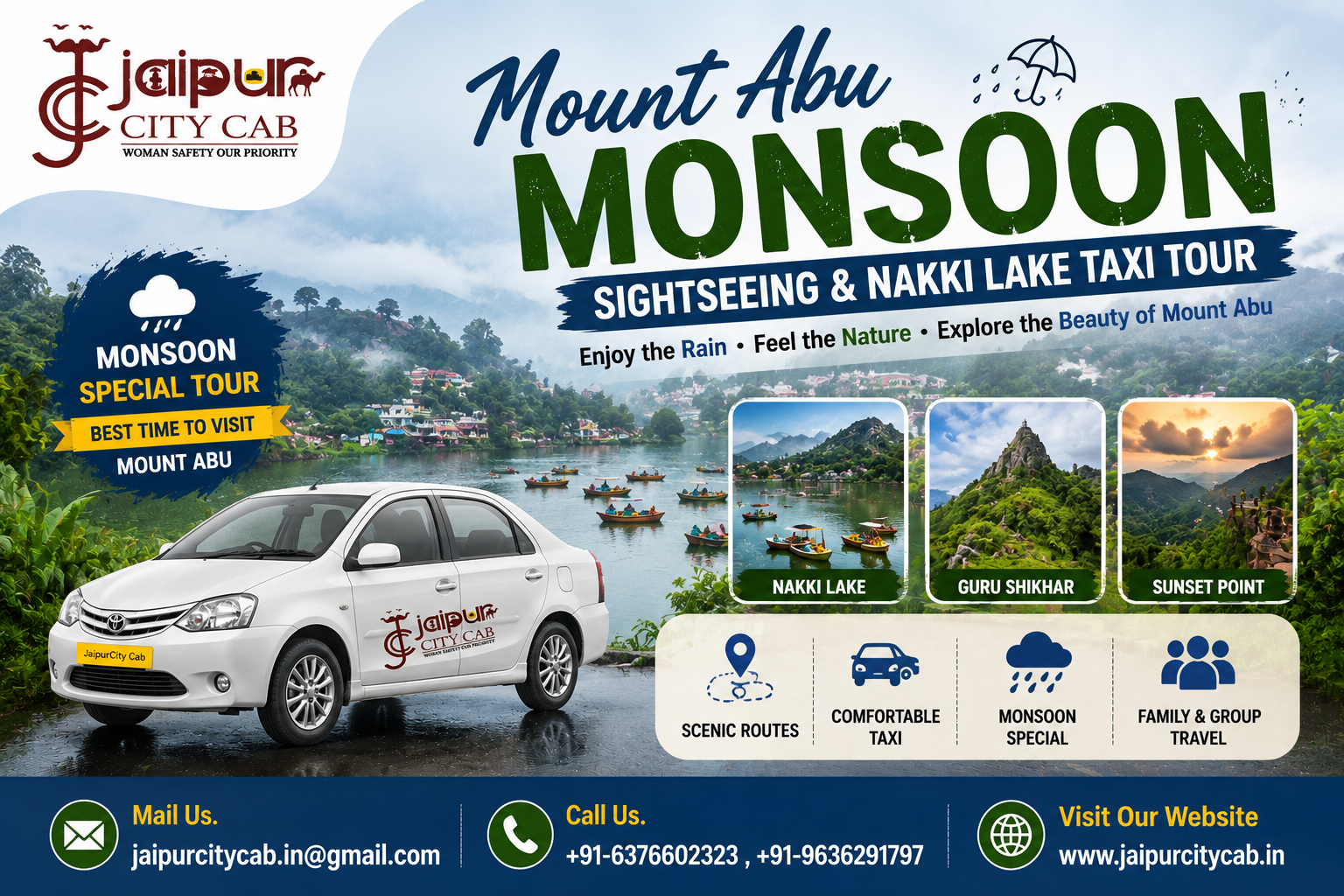 Mount Abu monsoon sightseeing and Nakki Lake taxi tour