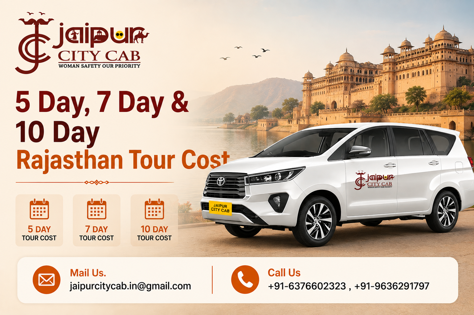5 day 7 day and 10 day Rajasthan tour cost