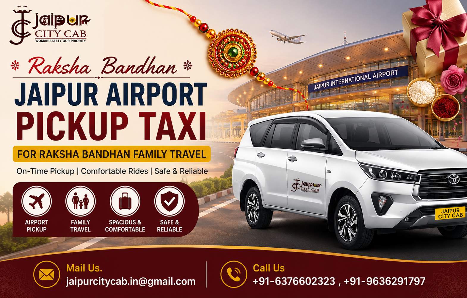Jaipur airport pickup taxi for Raksha Bandhan family travel