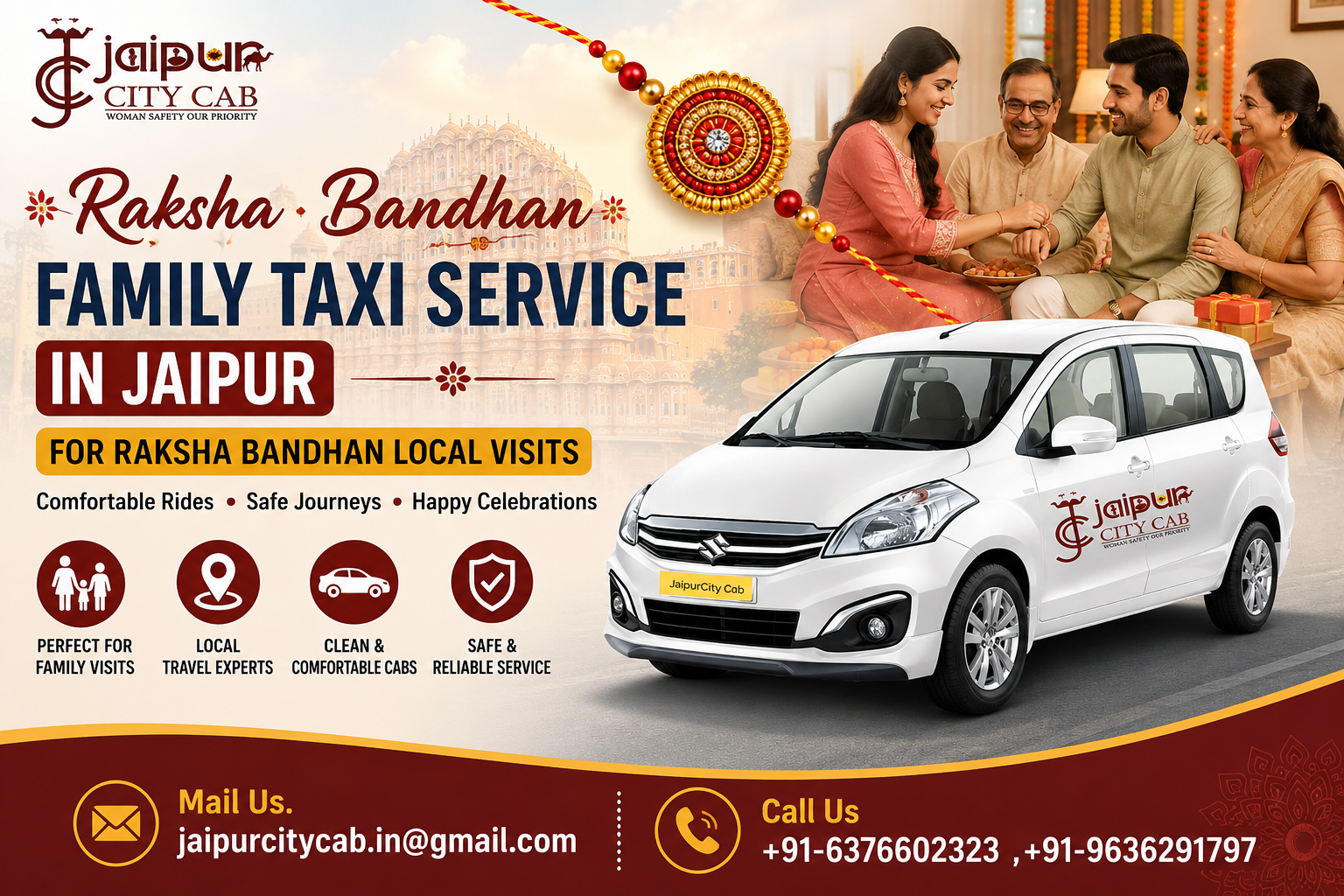 Family taxi service in Jaipur for Raksha Bandhan local visits