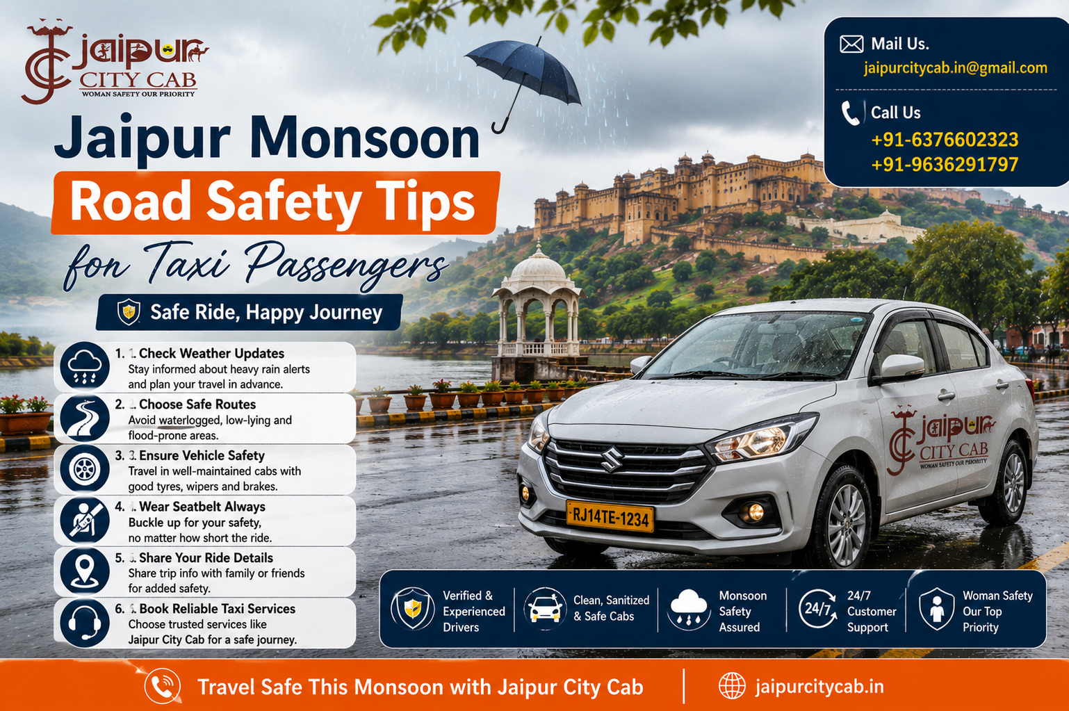 Jaipur Monsoon Road Safety Tips for Taxi Passengers
