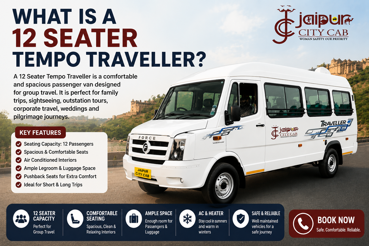 12 Seater Tempo Traveller Hire in Jaipur