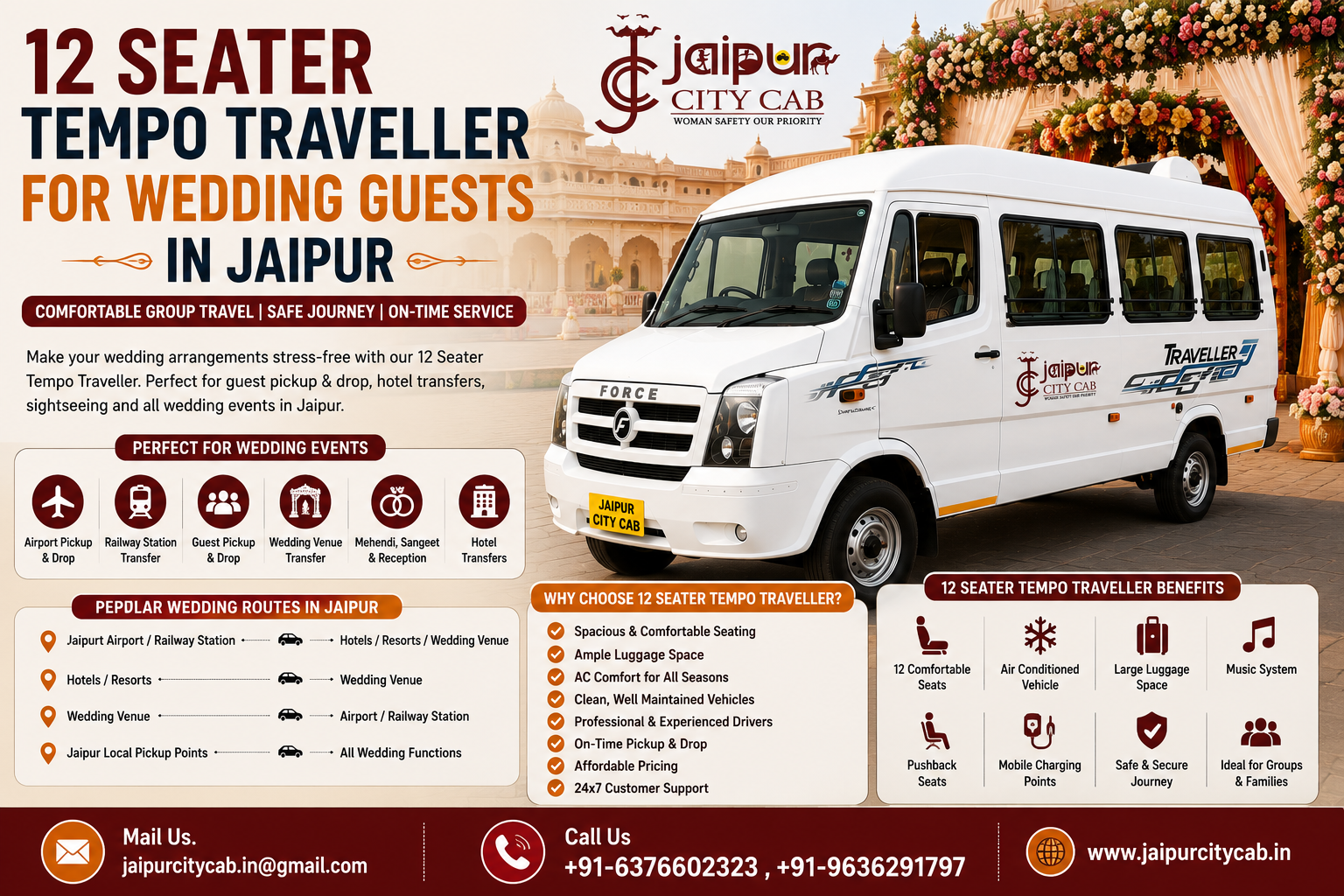 Jaipur Sightseeing by 12 Seater Tempo Traveller